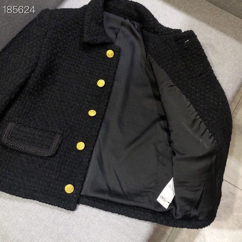 Autumn Winter Women Black Tweed Jacket Single Breasted Female Short Coat High Quality Elegant Fashion Runway Jackets 201029