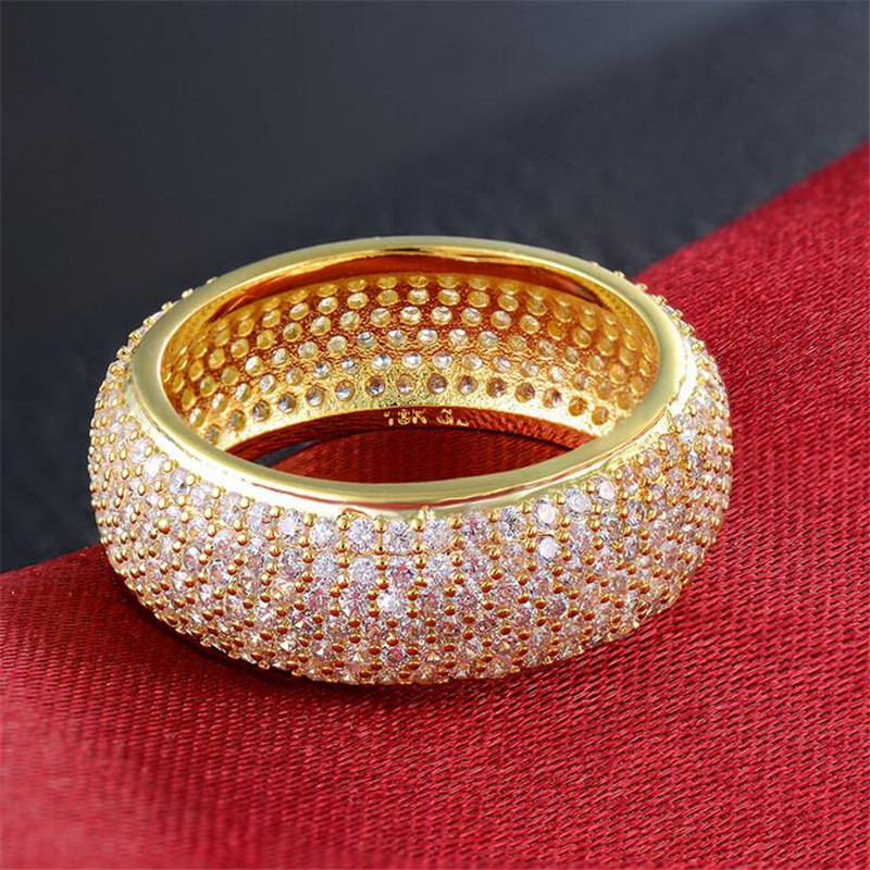 2021 New Arrival Sparkling Hip Hop Luxury Jewelry 925 Sterling Silver&Gold Fill Pave 6 Rows White Sapphire CZ Diamond Gemstones Wedding Ring