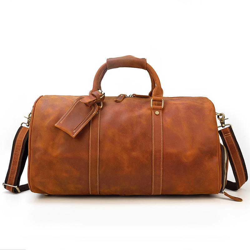 2021 Retro Crazy Horse Leather Travel Bag 50cm Men's Fitness Luggage Bag Shoulder Diagonal Shoe Position Leather Luggage, Brown
2021 Retro Crazy Horse Leather Travel Bag 50cm Men's Fitness Luggage Bag Shoulder Diagonal Shoe Position Leather Luggage, Brown