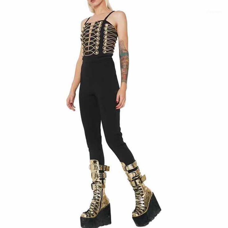 Women' Jumpsuits & Rompers HIGH QUALITY Fashion 2021 Designer Jumpsuit Buttons Embellished Spaghetti Strap Bandage, As pic
Women' Jumpsuits & Rompers HIGH QUALITY Fashion 2021 Designer Jumpsuit Buttons Embellished Spaghetti Strap Bandage, As pic