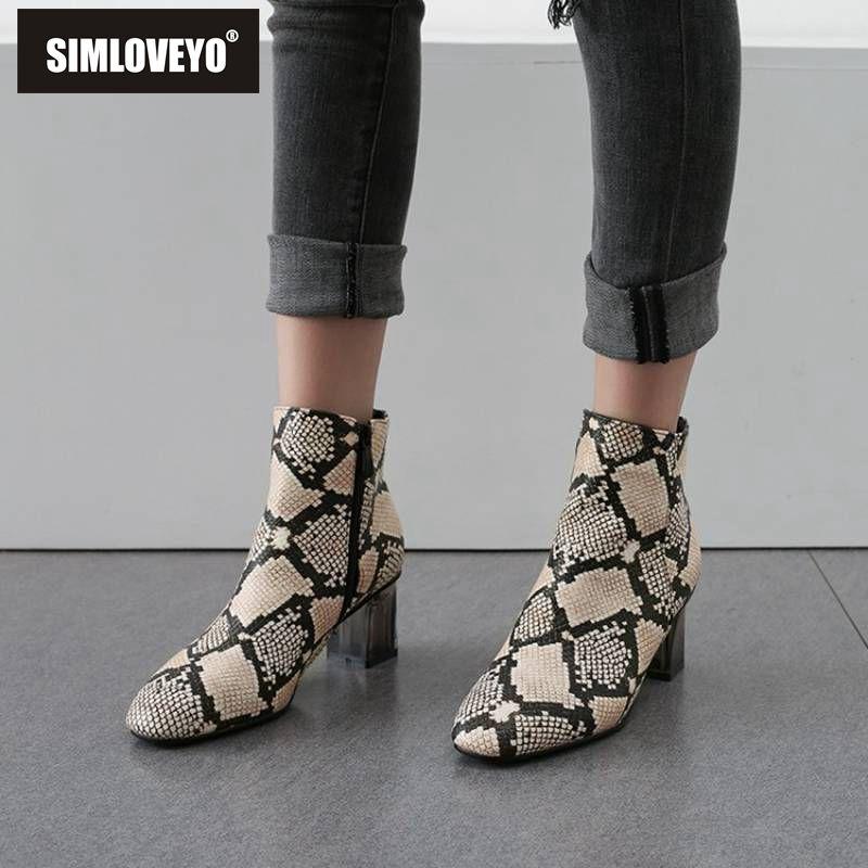 SIMLOVEYO Retro Ankle boots for women Round toe High heel botas Zipper snakeskin Booties mujer Big size footwear Winter Autumn, Black
SIMLOVEYO Retro Ankle boots for women Round toe High heel botas Zipper snakeskin Booties mujer Big size footwear Winter Autumn, Black
