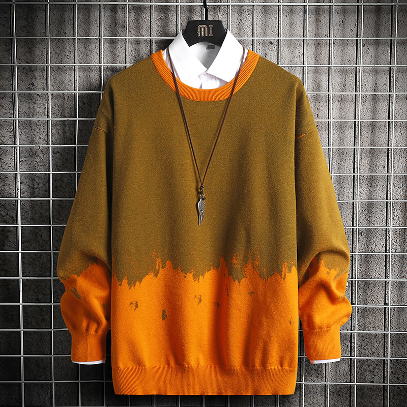 SingleRoad Oversized Mens Knitted Sweater Men Gradient Sweaters Jumper Pullover Hip Hop Harajuku Casual Blue Sweater Men 201224