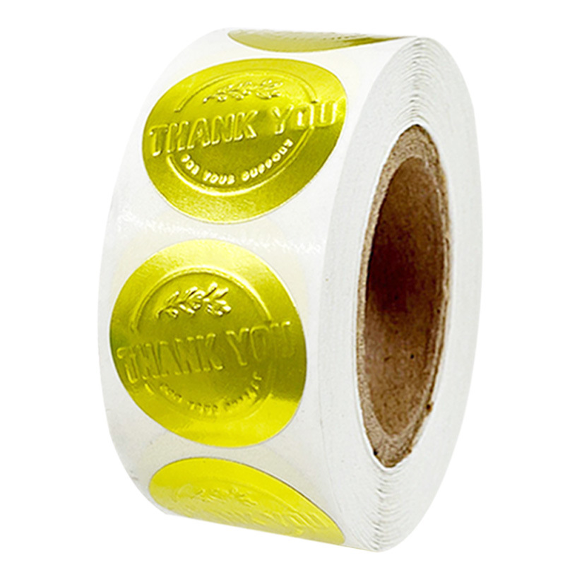 1inch Gold Silver Embossed Thank You Stickers Label Holiday Gift Seal Packing Labels Envelope and Bottle Seal Adhesive Sticker 500pcs/roll