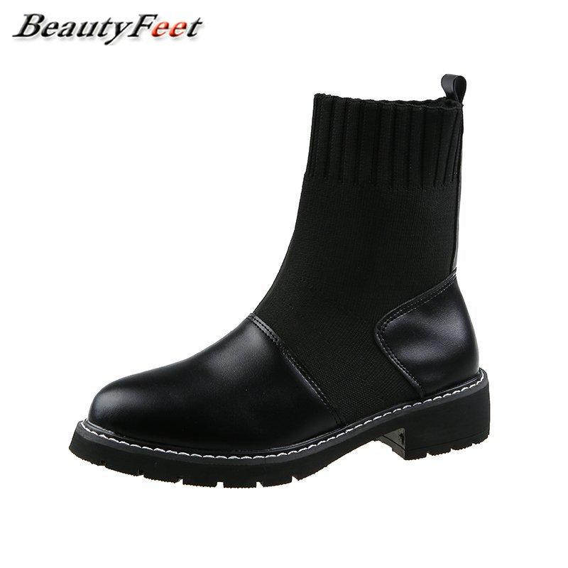 Strech Fabric Sock Boots Ankle Boots for Women Shoes Woman Square Heels Platform Shoes Patchwork Leather Autumn Winter, Black
Strech Fabric Sock Boots Ankle Boots for Women Shoes Woman Square Heels Platform Shoes Patchwork Leather Autumn Winter, Black
