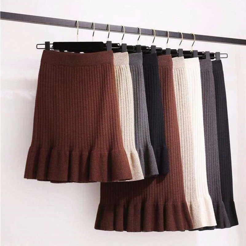Women's Autumn Mermaid Knitted Mini Skirt High Waist Warm Elegant Ruffle Knitting Ribbed Skirts Female Winter Party Skirts Y200326, Khaki 50cm
Women's Autumn Mermaid Knitted Mini Skirt High Waist Warm Elegant Ruffle Knitting Ribbed Skirts Female Winter Party Skirts Y200326, Khaki 50cm