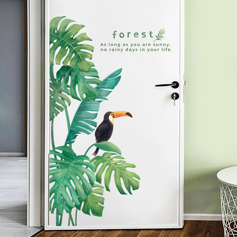 Tropical Leaf Wall Sticker DIY Fresh Green Life Art Decal Door Wall Decoration for Living Room Kitchen Home Decor Room Murals LJ201128