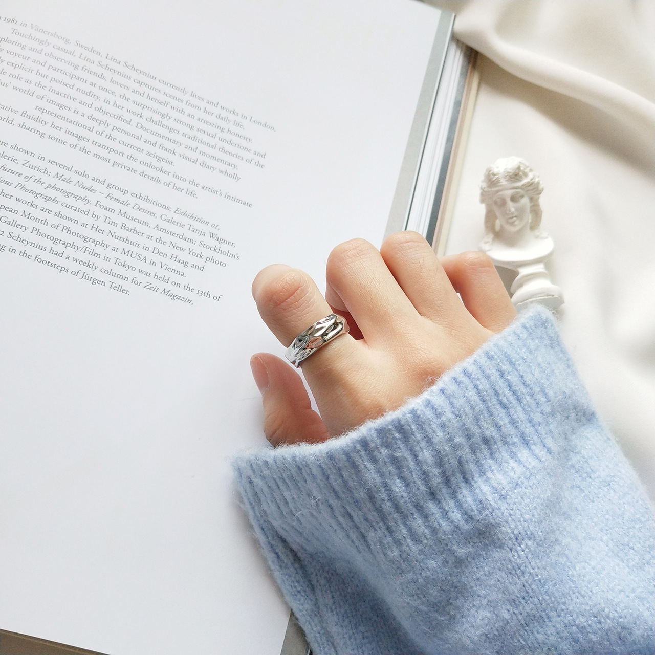 New minimalism 925 sterling silver vintage jewelry handmade hammered texture designer adjustable rings open rings for women