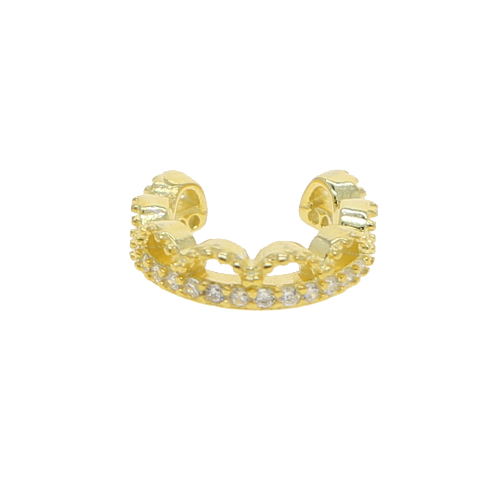 1 Piece Real 925 Sterling Silver Gold Plated Women Ear Cuff Micro Pave CZ Lace Band Romantic Women Clip on Earring Wholesale