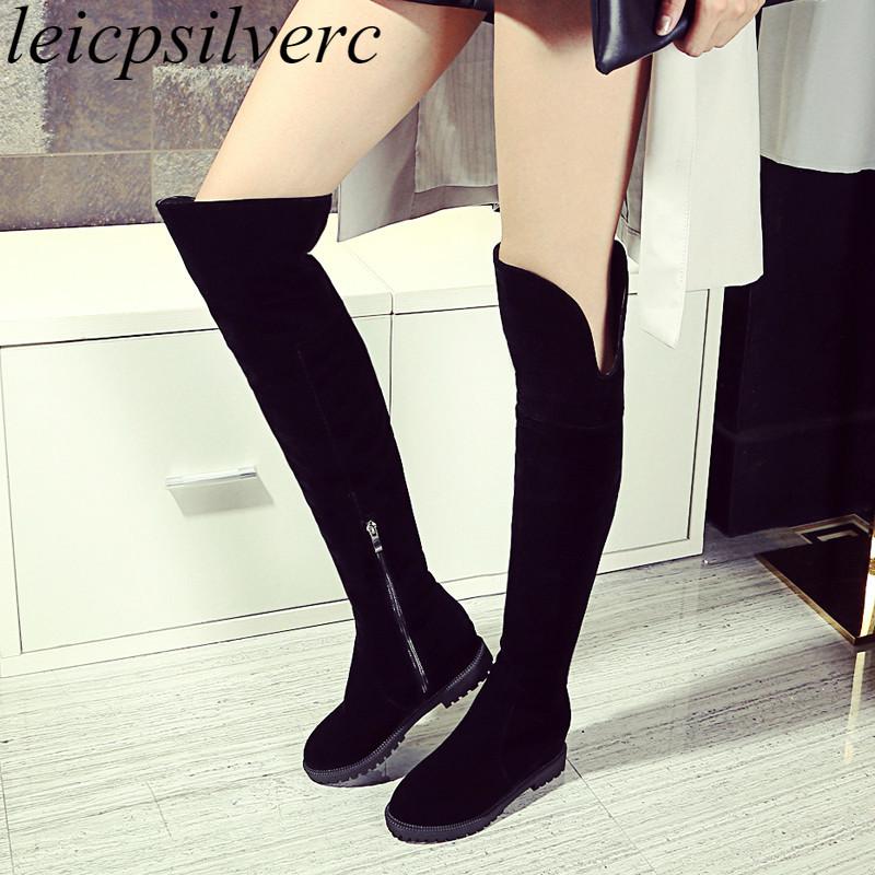 Women's Boots Autumn Winter Warm High Heel Flock Zip Over The Knee Height Increasing 2020 Sexy New Fashion Black Size 34-43
Women's Boots Autumn Winter Warm High Heel Flock Zip Over The Knee Height Increasing 2020 Sexy New Fashion Black Size 34-43