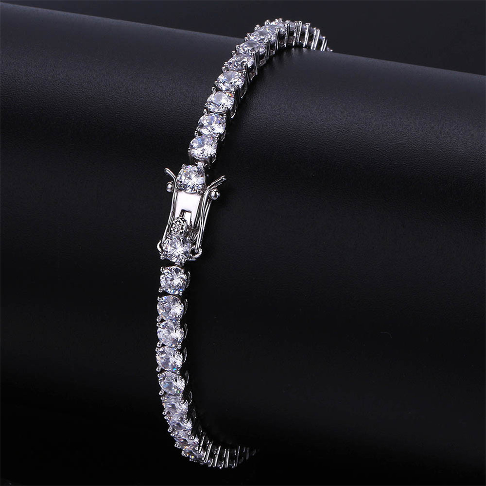 3/4/5/6mm 7/8inch Men Iced Out Cut Tennis CZ Bracelet Triple Lock Hiphop 1Row Bracelets