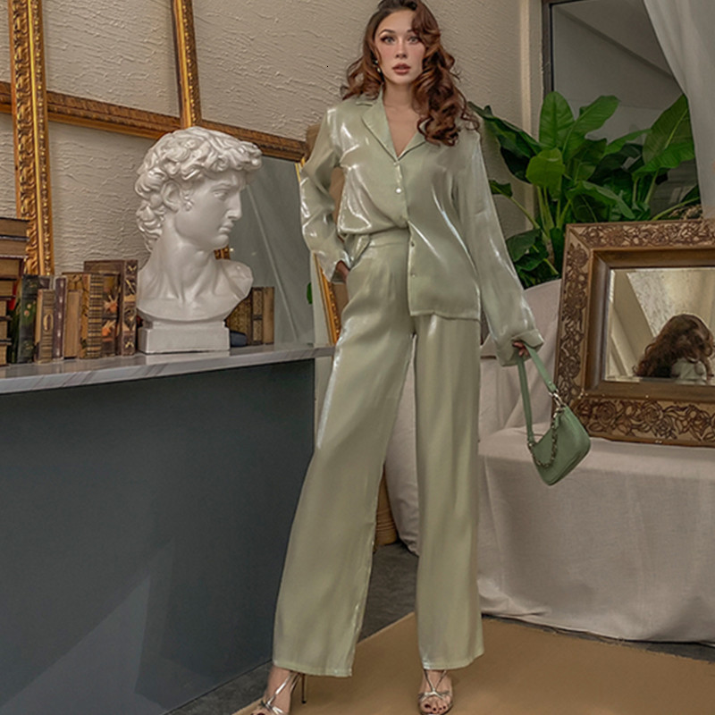 2021 New Winter Show White Light Green Flaccid Shirt Leg Casual Pants Elegant Suit Solid Two Female Ensemble F733, Mint green.
2021 New Winter Show White Light Green Flaccid Shirt Leg Casual Pants Elegant Suit Solid Two Female Ensemble F733, Mint green.