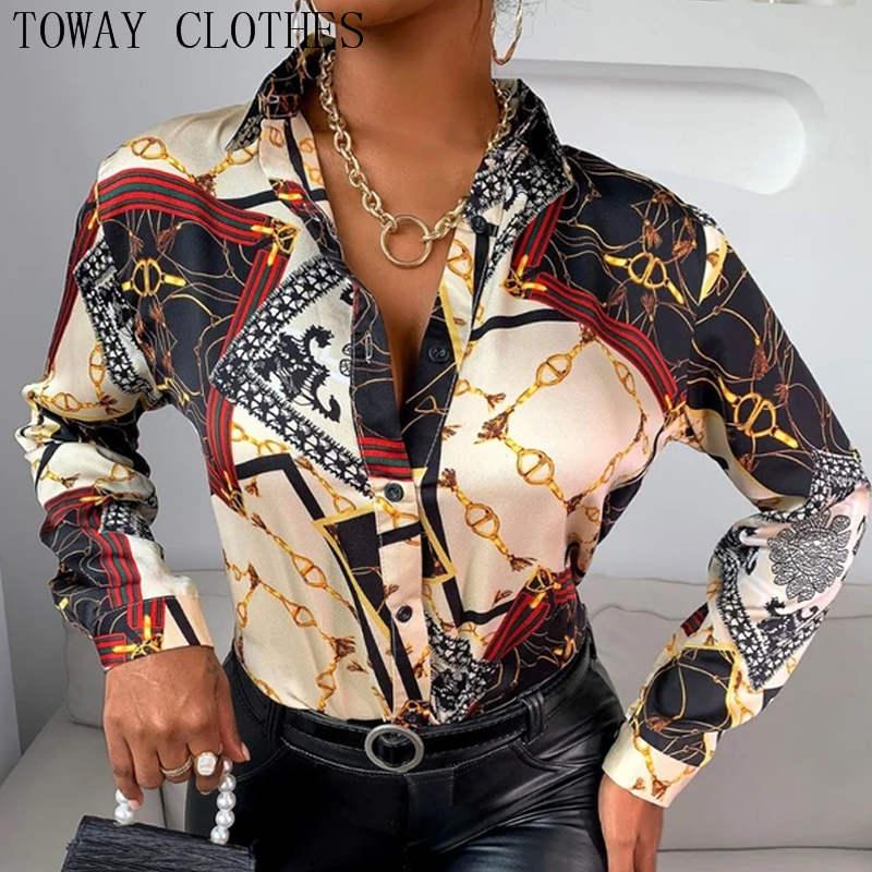Women Turn Down Collar Long Sleeve Chains Scarf Print Button Design Shirt Blouse Tops, Chain print
Women Turn Down Collar Long Sleeve Chains Scarf Print Button Design Shirt Blouse Tops, Chain print
