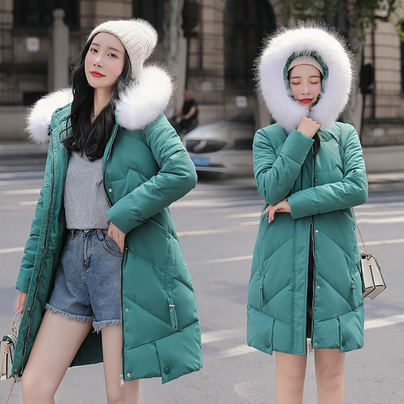 Winter Long Parkas jacket winter new down parkas womens thicken warm down cotton coats female hooded solid down jackets 201019