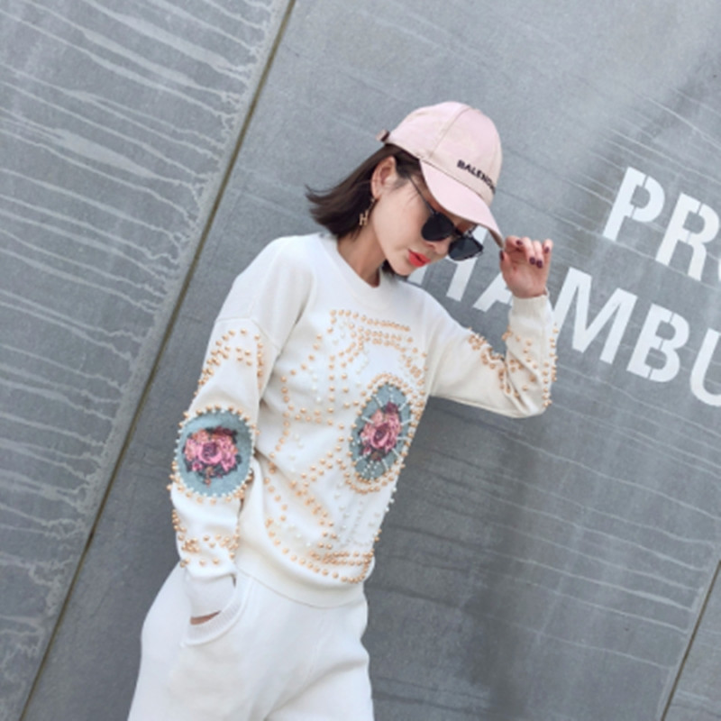 Beaded Cross- 2-Piece Sweater & Pants Casual Suit Set For Women In Various Colors