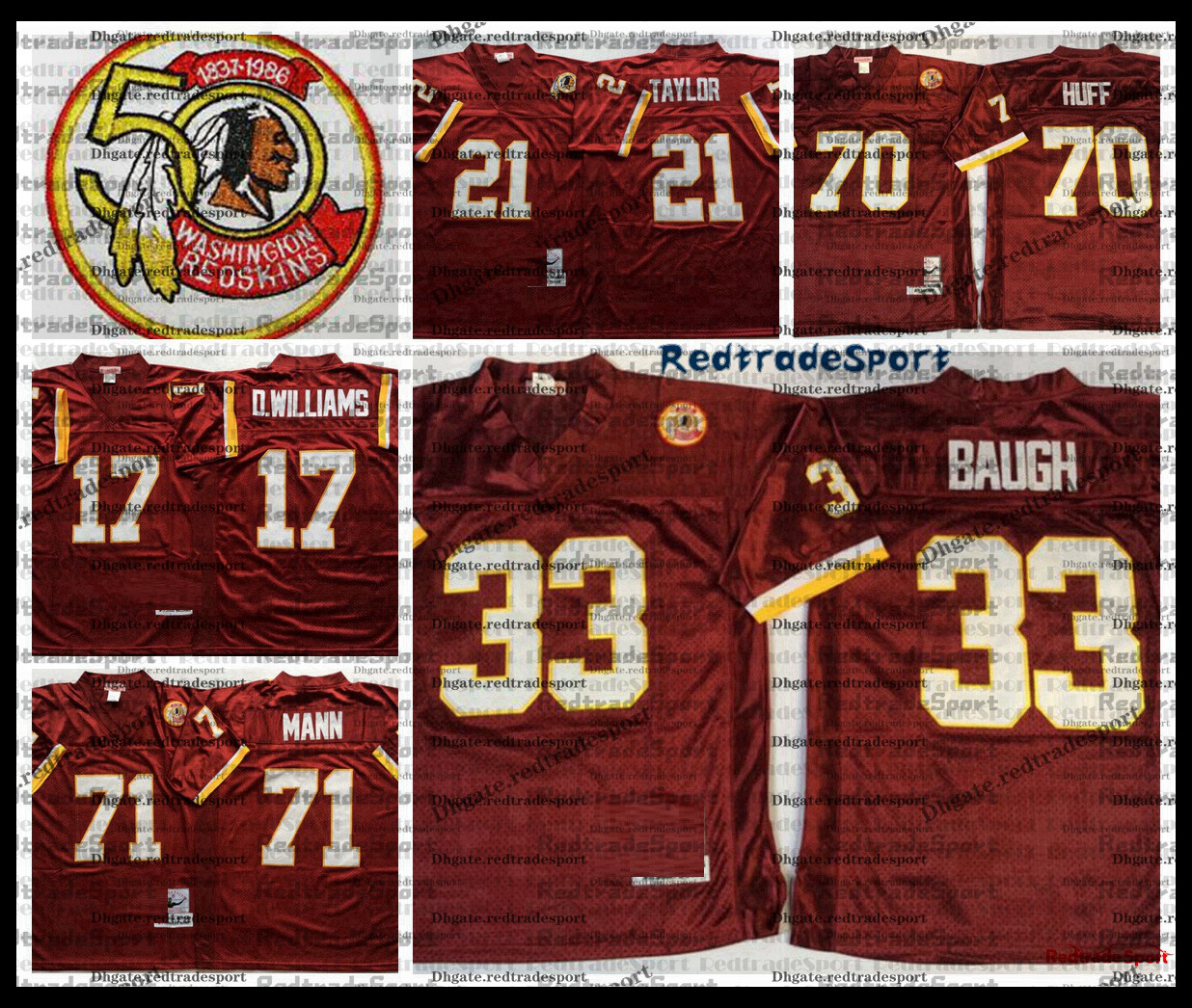 Vintage 1986 Burgundy 50th 70 Sam Huff 17 Doug Williams 71 Charles Mann 21 Sean Taylor Sammy Baughs Football Jersey embroidery AC1, Like pics
Vintage 1986 Burgundy 50th 70 Sam Huff 17 Doug Williams 71 Charles Mann 21 Sean Taylor Sammy Baughs Football Jersey embroidery AC1, Like pics