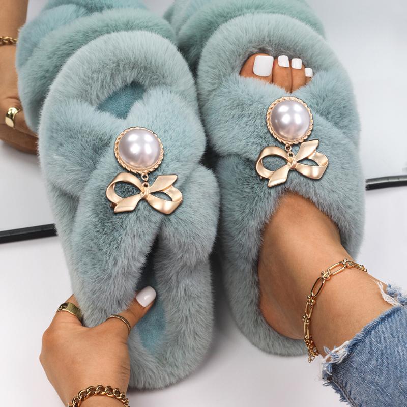 Slippers Women's Fashion Pearl Sweet Ladies Bow Decor Faux Fur Slides Luxury Designer Sandals Flip Flops Cute Shoes, Black
Slippers Women's Fashion Pearl Sweet Ladies Bow Decor Faux Fur Slides Luxury Designer Sandals Flip Flops Cute Shoes, Black