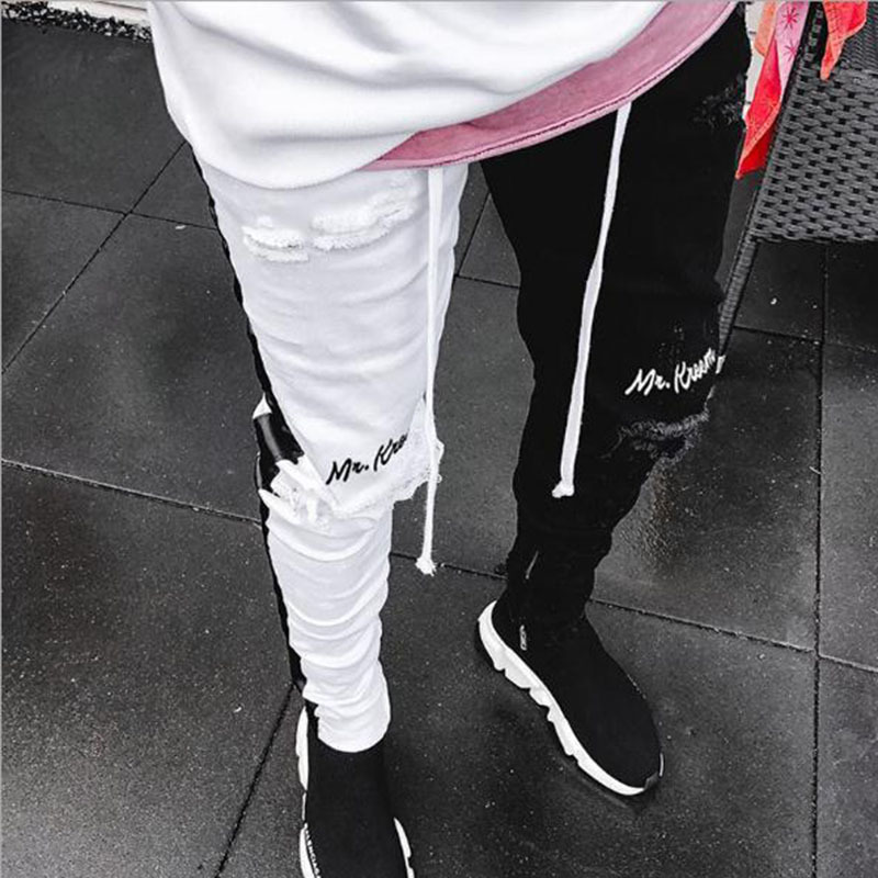 BDLJ Men Stylish Ripped Jeans Pants Biker Skinny Slim Straight Frayed Denim Trousers New Fashion Skinny Jeans Men Clothes 201120wtt