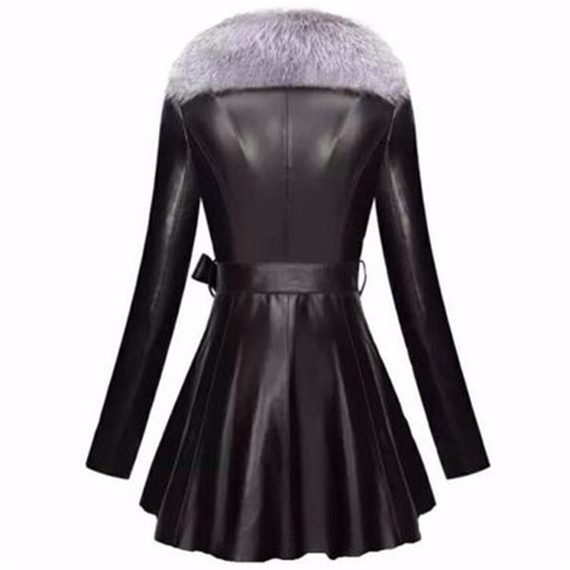 Faux Fur Coat Women Winter Female Sheepskin Coats Pure Color Faux Fox Fur Collars Snap Fastener Furs Plus Size 201020