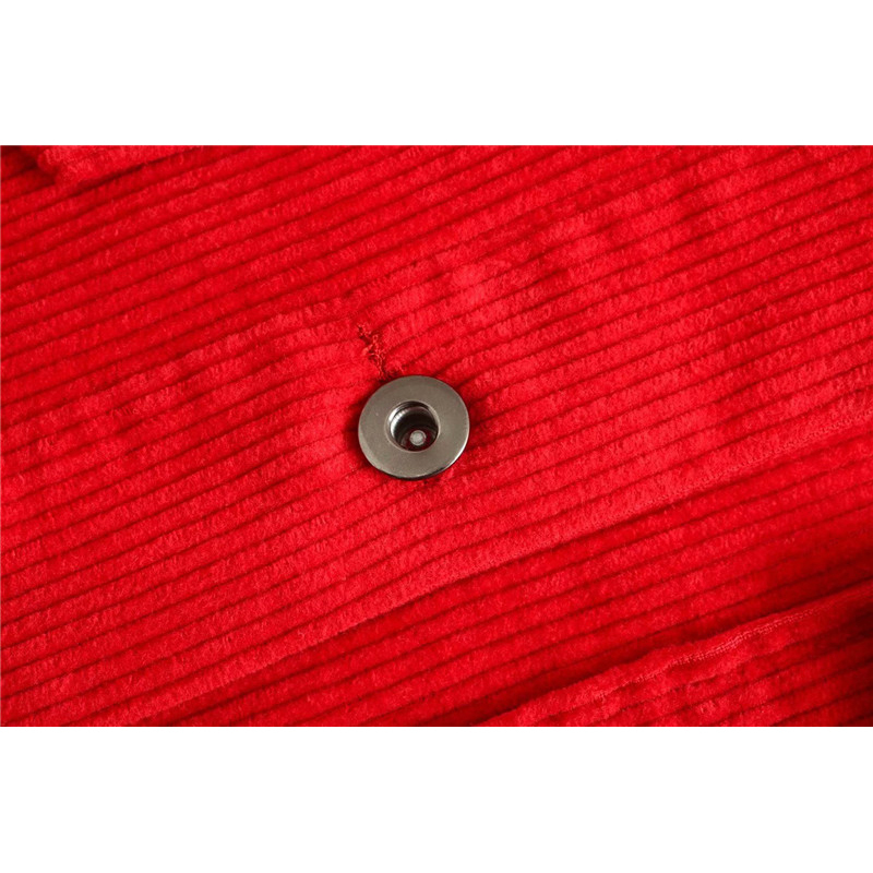 Evfer Stylish Ladies Za Red Corduroy Long Jackets Oversize Women Fashion Long Sleeve Loose Outwear Coats Girls Shirt Jacket Chic 201026
