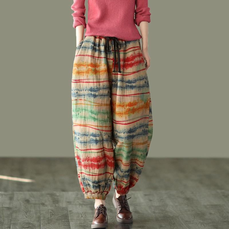 Autumn Winter Pants Women Elastic Waist Drawstring Print Retro Trousers Ladies New Loose Casual padded pants, Figure 2
Autumn Winter Pants Women Elastic Waist Drawstring Print Retro Trousers Ladies New Loose Casual padded pants, Figure 2