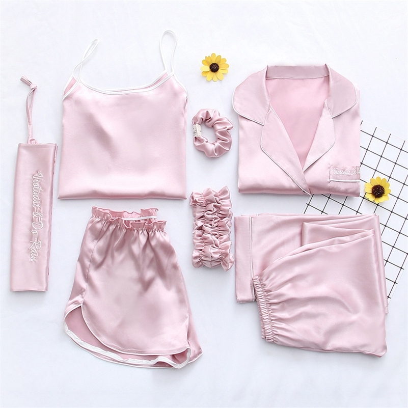 2019 Summer Women 7 Pieces Silk Pajamas Satin Pyjamas Set Sleepwear Sexy Pijama Nightsuit Female Sleep Loungewear T200707, Zangqing
2019 Summer Women 7 Pieces Silk Pajamas Satin Pyjamas Set Sleepwear Sexy Pijama Nightsuit Female Sleep Loungewear T200707, Zangqing