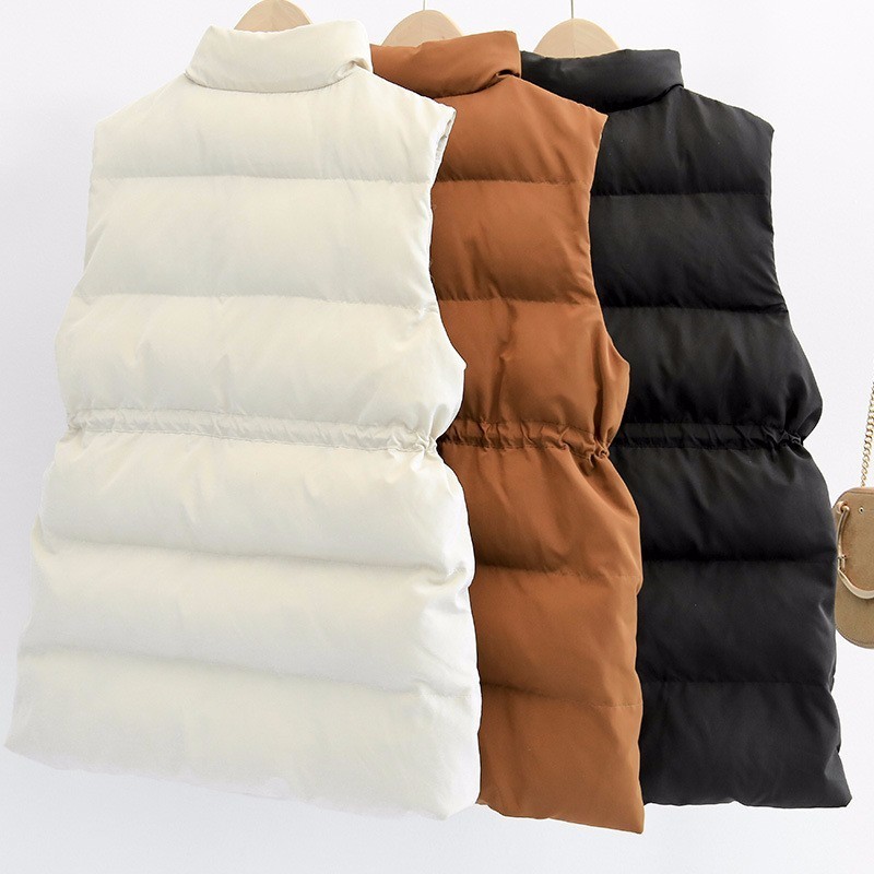 Yzeqi New Arrivals Fashion Winter Vest Women Warm Long Sleeveless Jacket Casual Down Cotton Vests Waistcoat Gilet Femme 201031