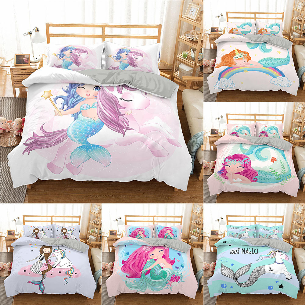 Homesky 3D Cartoon Mermaid Bedding Set For Kids/Baby/Child/Boy/Girl Unicorn Duvet Cover Set Twin Full Bed Linen Cover Set 201118
Homesky 3D Cartoon Mermaid Bedding Set For Kids/Baby/Child/Boy/Girl Unicorn Duvet Cover Set Twin Full Bed Linen Cover Set 201118