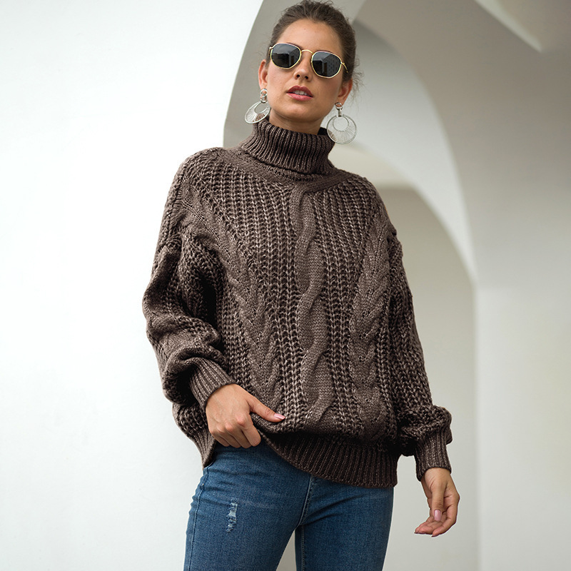 Autumn and Winter New knit sweater Women's Turtleneck sweaters Pullover oversized sweater Thick women sweater 201023