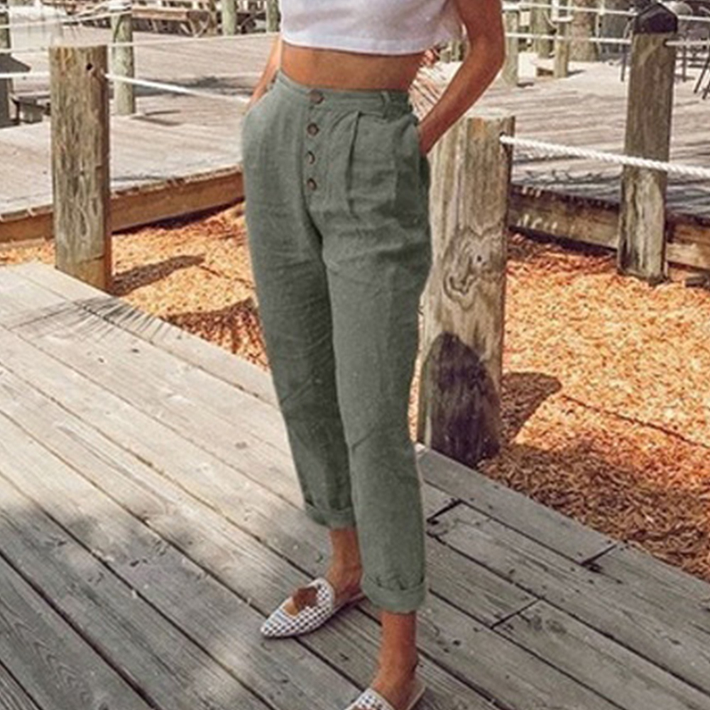 Vintage Causal Loose Cotton Linen Pants Women Harem Elastic Waist Long Trousers Pantalon Femme Pantalones Mujer 201113