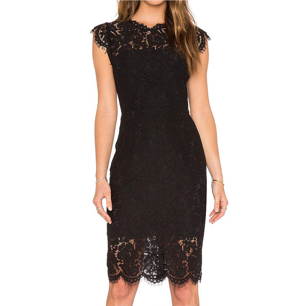 Summer Women Evening Party Dresses Sleeveless Lace Package Hip Bodycon Short Pencil Dress Lady Wrap Dresses