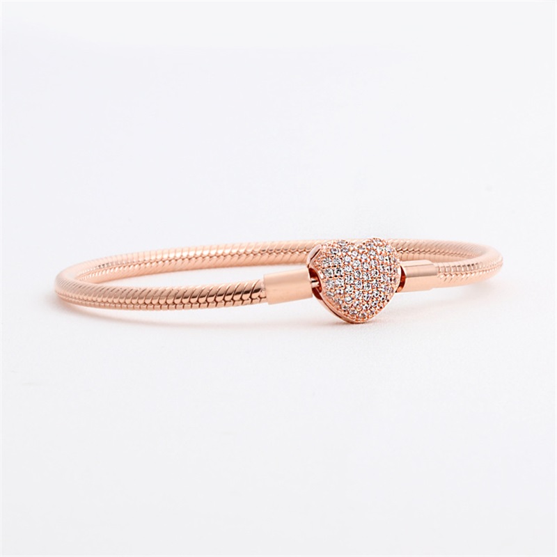 Luxury Fashion 18K Rose gold CZ diamond Heart Bracelets Original box for Pandora 925 Silver Smooth Snake Chain Bracelet 55 M2, Golden;silver
Luxury Fashion 18K Rose gold CZ diamond Heart Bracelets Original box for Pandora 925 Silver Smooth Snake Chain Bracelet 55 M2, Golden;silver