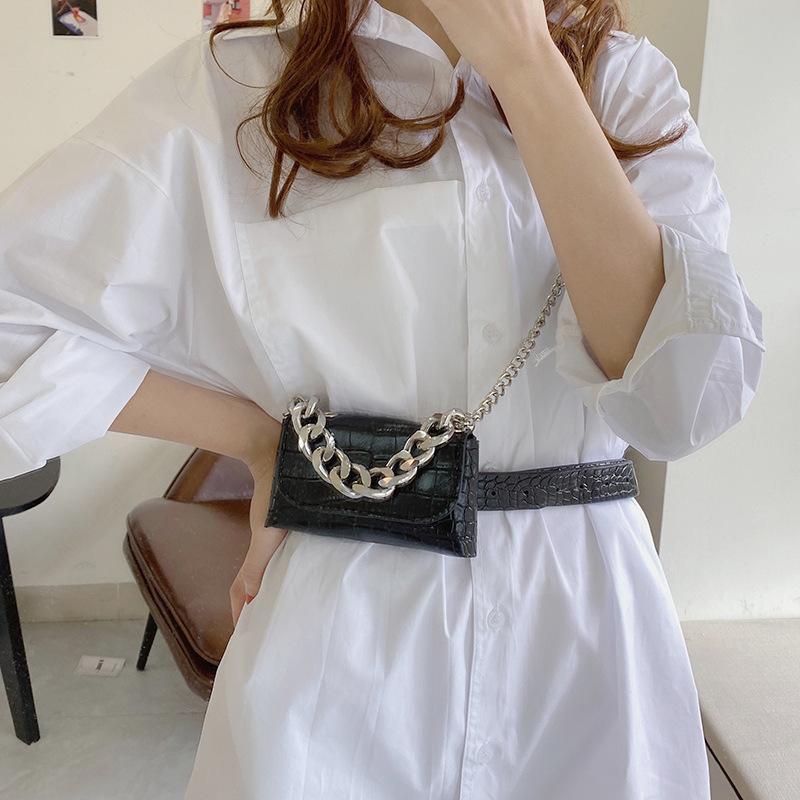 Mini Women Waist Bag Crocodile Pattern PU Leather Thick Chain Wild Waist Bags Lady Small Flap Crossbody Lipstick Bags Packs Sac, Black
Mini Women Waist Bag Crocodile Pattern PU Leather Thick Chain Wild Waist Bags Lady Small Flap Crossbody Lipstick Bags Packs Sac, Black
