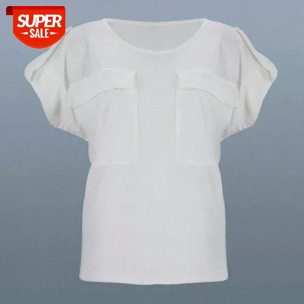 2019 Women's Casual Chiffon Solid Short Sleeve Shirt T-shirt Summer and Spring wear #RF5p, White
2019 Women's Casual Chiffon Solid Short Sleeve Shirt T-shirt Summer and Spring wear #RF5p, White