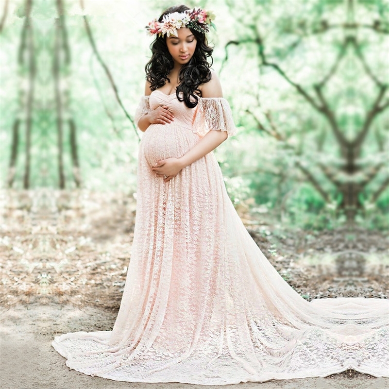 Long Maternity Clothes Pregnancy Dress Photography Props Dresses For Photo Shoot Maxi Gown Dresses For Pregnant Women Clothing LJ201123