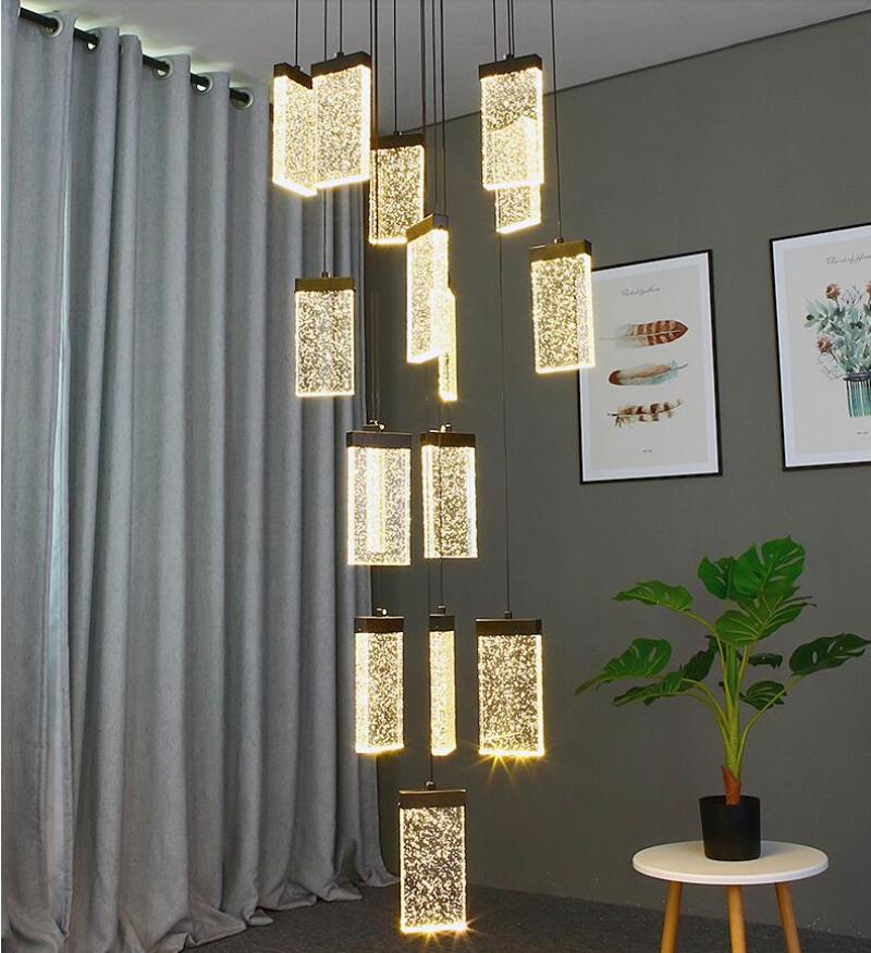 Staircase crystal chandelier luxury LED square bubble crystal lamp loft duplex chandelier villa hotel lobby decoration lamp
Staircase crystal chandelier luxury LED square bubble crystal lamp loft duplex chandelier villa hotel lobby decoration lamp