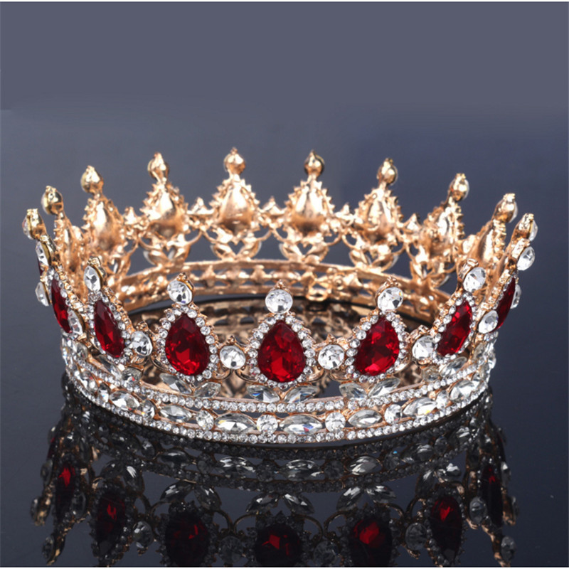 Vintage Baroque Queen King Bride Tiara Crown For Women Headdress Prom Bridal Wedding Tiaras and Crowns Hair Jewelry Accessories T200108