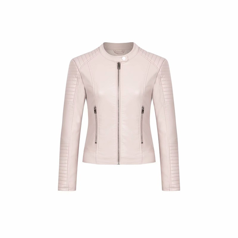 Stylish Chic White Pu Leather Jacket Autumn Fashion Women Striped Long Sleeve Jacket Coat Casual High Street Outerwear Y201006