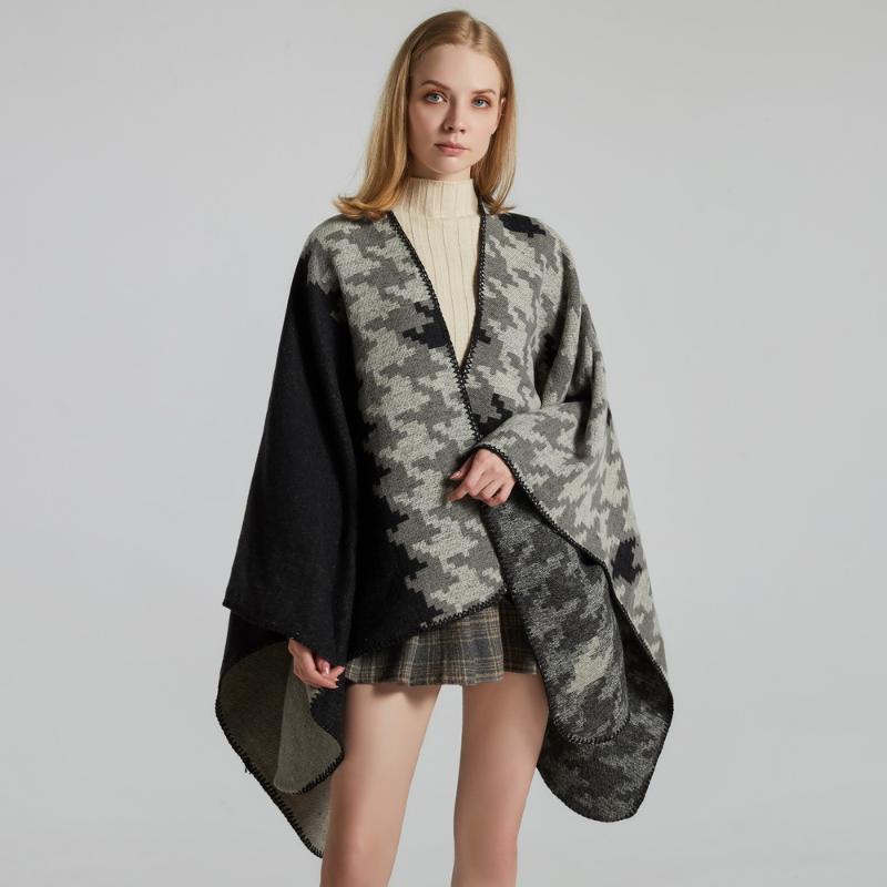 Scarves European And American Style Fashion Geometric Color Imitation Comfortable Temperament Warm Poncho Shawl Scarf, Blue;gray
Scarves European And American Style Fashion Geometric Color Imitation Comfortable Temperament Warm Poncho Shawl Scarf, Blue;gray