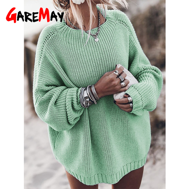 Long Sleeve O Neck Knitted Womens Sweaters Pullover Autumn Winter Solid Plus Size Fluffy Sweater Jumper Ladies Knitwear 201130