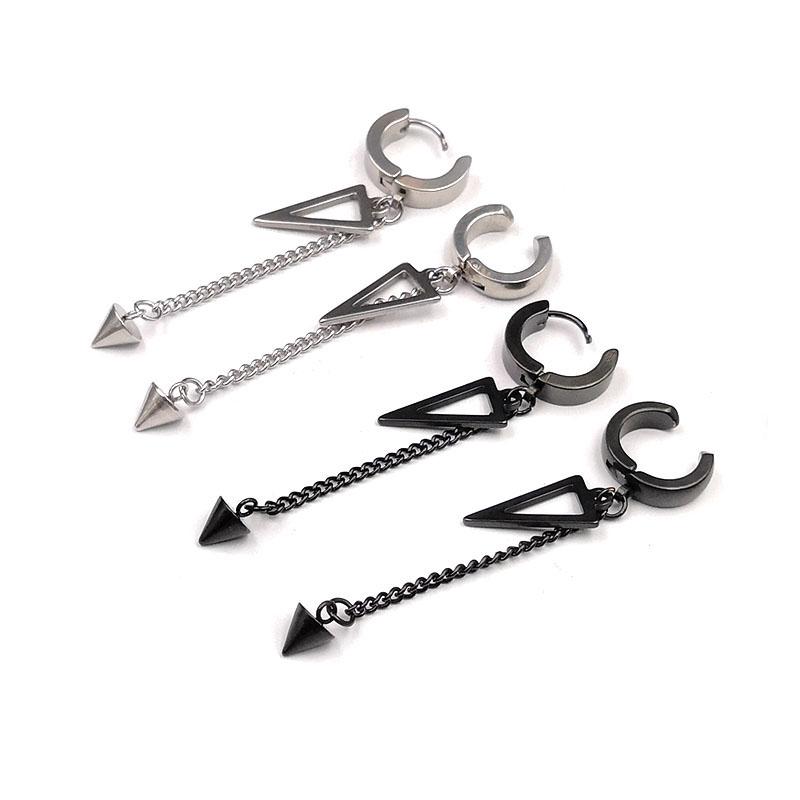 New Arrival Black Stainless Steel Stud Earrings Cone Triangle Tassel Pendant Black Steel Color Ear Clip for Rapper Women Men
New Arrival Black Stainless Steel Stud Earrings Cone Triangle Tassel Pendant Black Steel Color Ear Clip for Rapper Women Men