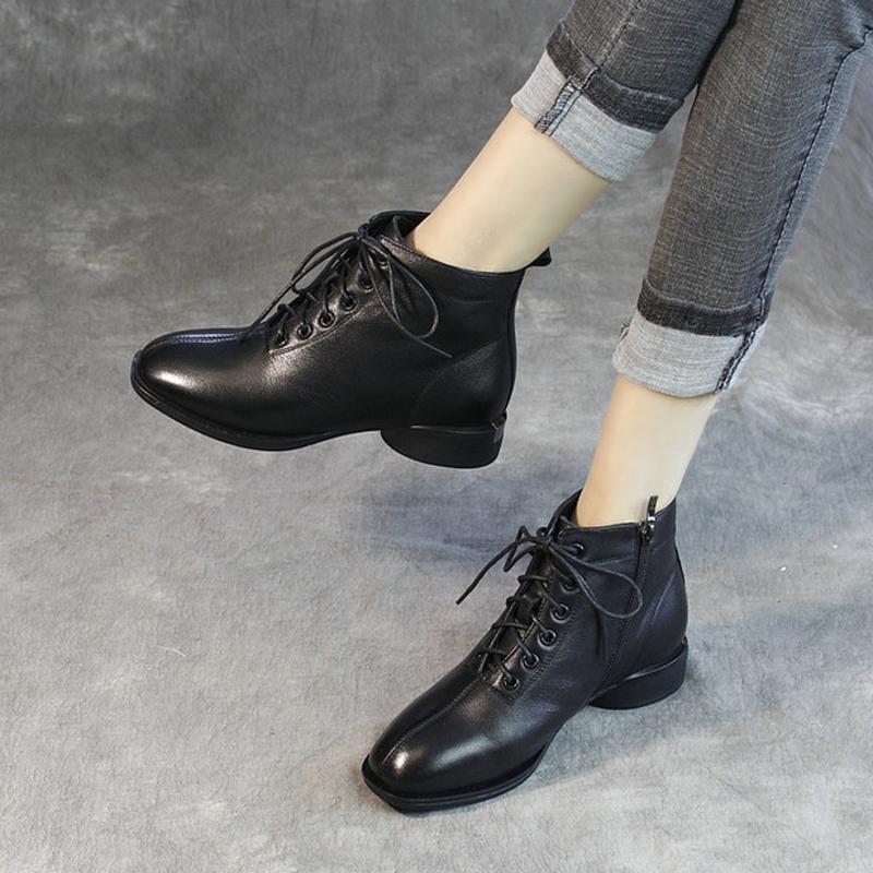 Female Genuine Cow Leather Woman Shoes Ankle Black Khaki Handmade Boots Lace- up Rubber Med Heels Riding Normal Size 2021
Female Genuine Cow Leather Woman Shoes Ankle Black Khaki Handmade Boots Lace- up Rubber Med Heels Riding Normal Size 2021