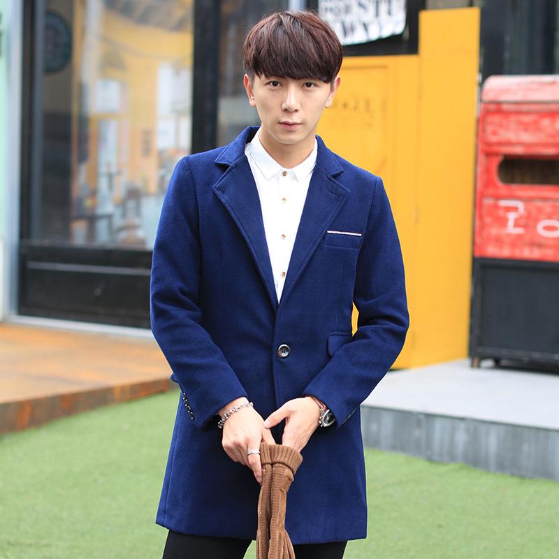Autumn New Style Men'S Wear Mid-length Woolen Coat Korean-style Casual Turn-down Collar Coat Trench Solid Color Woolen Clot, Blue
Autumn New Style Men'S Wear Mid-length Woolen Coat Korean-style Casual Turn-down Collar Coat Trench Solid Color Woolen Clot, Blue
