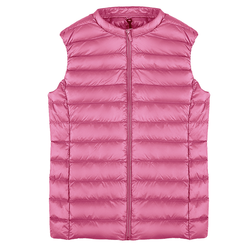 Fitaylor New Women 90% White Duck Down Vest Women Ultra Light Duck Down Vest Jacket Autumn Winter Round Collar Sleeveless Coat 201030