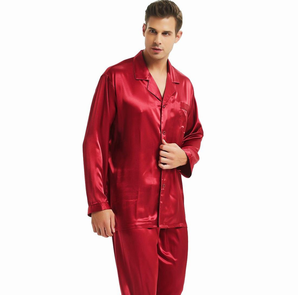Mens Silk Satin Pajamas Set Pajama Pyjamas Set PJS Set Sleepwear Loungewear S,M,L,XL,2XL,3XL,4XL__Perfect Gifts 201109