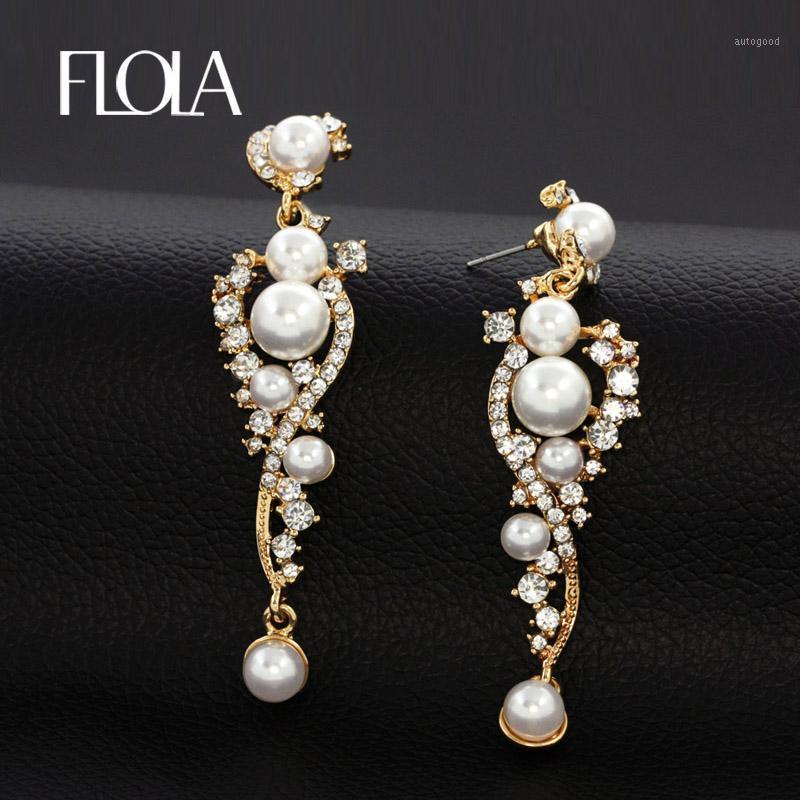Dangle & Chandelier FLOLA Long Wedding Pearl Earrings For Brides Crystal Rhinestone Gold Fashion Women Jewelry Party Ersh951
Dangle & Chandelier FLOLA Long Wedding Pearl Earrings For Brides Crystal Rhinestone Gold Fashion Women Jewelry Party Ersh951