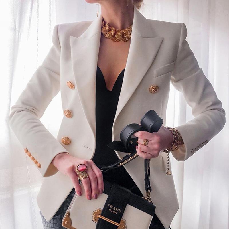 Elegant Shiny Glitter Sequin Jacket Women Double Breasted Button Chic Coat Autumn Winter Long Sleeve Office Top Outwear Chaqueta