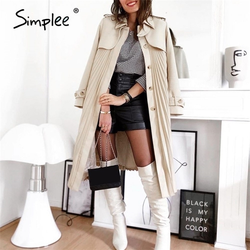 Simplee Elegant pleated women trench autumn winter Casual single-breasted belt female long wind coat Office ladies overcoat 201124, Khaki
Simplee Elegant pleated women trench autumn winter Casual single-breasted belt female long wind coat Office ladies overcoat 201124, Khaki