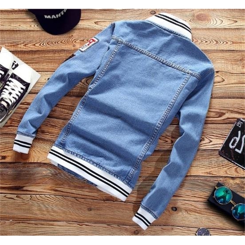 New Casual Slim Mens Denim Jacket Plus Size S-5XL Bomber Jacket Men High Quality Cowboy Men's Spring Jean Jacket 201114