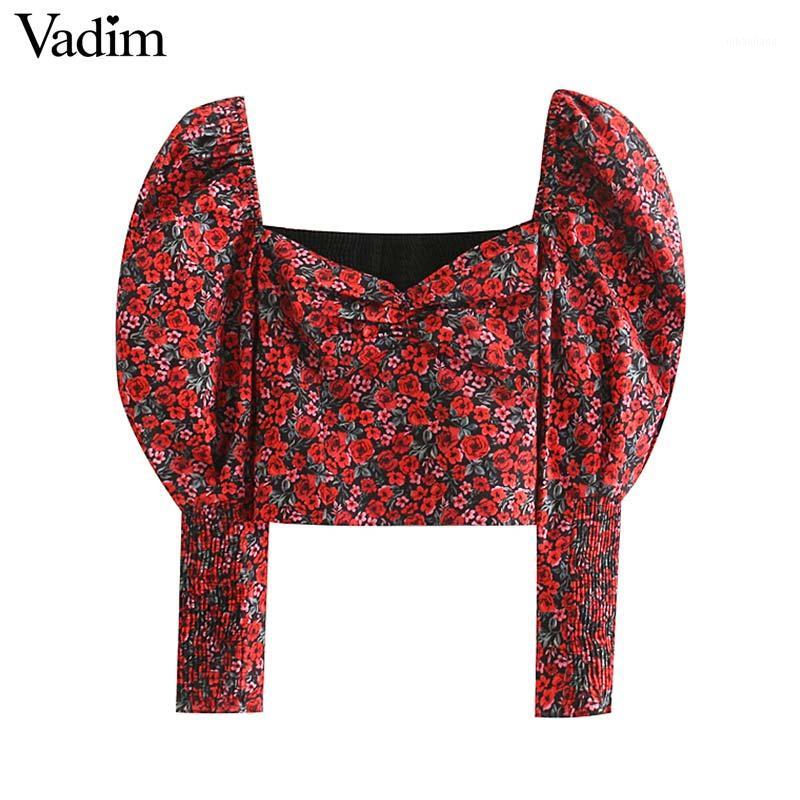 Vadim women retro floral print crop top V neck puff sleeve stretchy short blouse female vintage chic shirt blusas LB5351, As picture
Vadim women retro floral print crop top V neck puff sleeve stretchy short blouse female vintage chic shirt blusas LB5351, As picture
