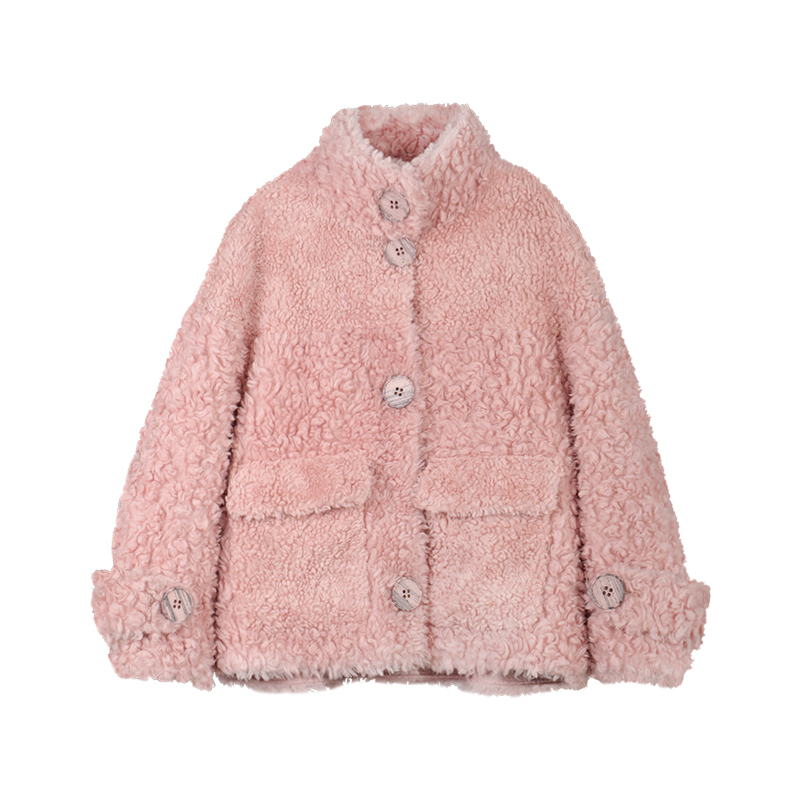 Faux Sheep Sheared Female Brief Paragraph Keep Warm With Thick Compound Fur Lambs Wool Collar Shearling Coat 201110